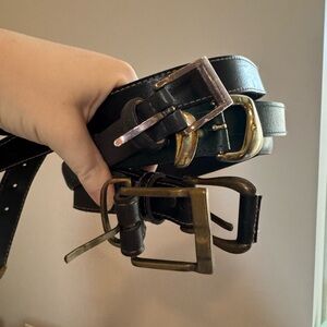 Grey and Green Faux Leather Belt Collection